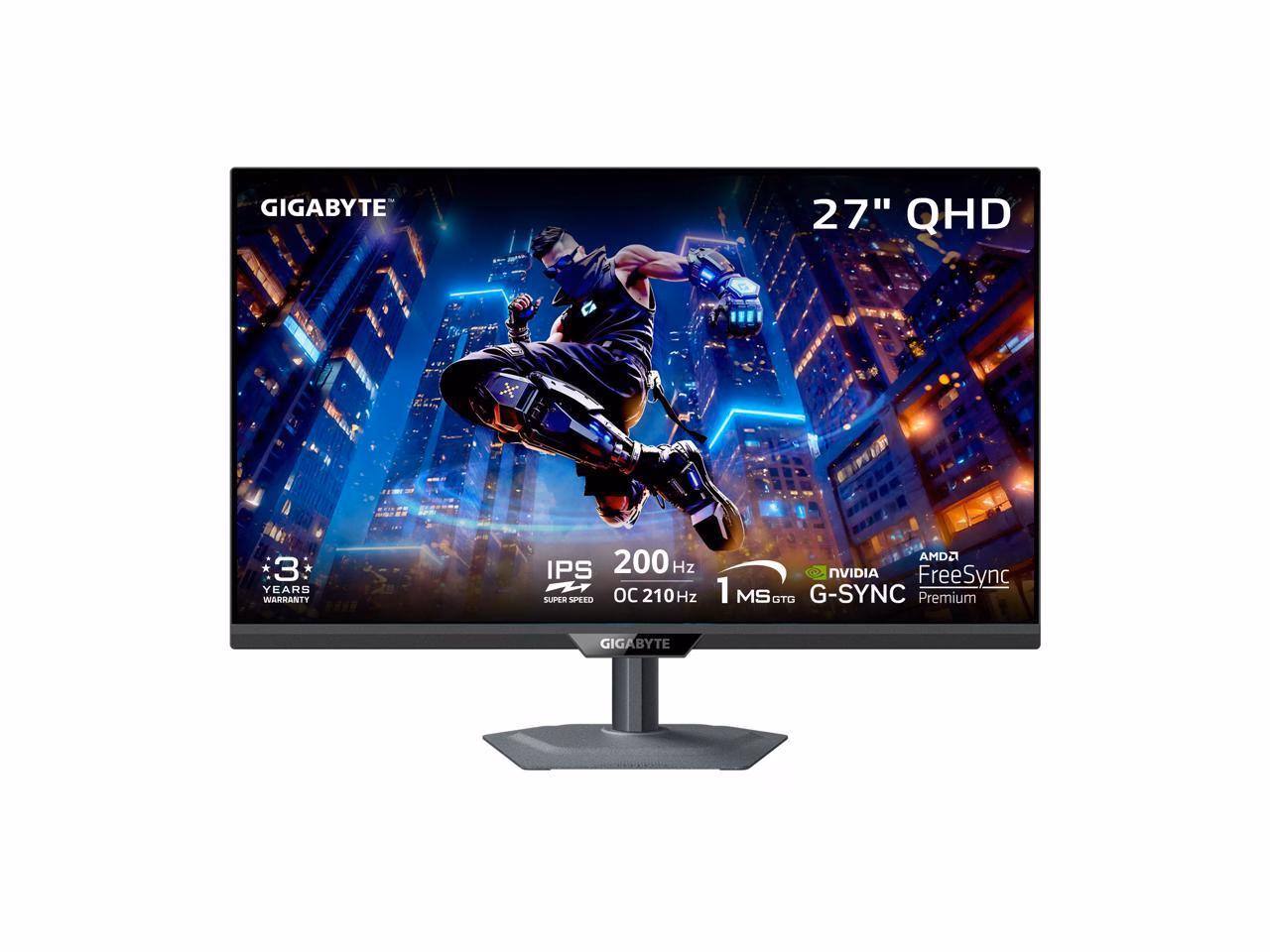 GIGABYTE 27 inch QHD 2K 1440P 200Hz AMD FreeSync Premium & G-SYNC Compatible 1ms HDR400 KVM USB-C USB HUB Gaming Computer Monitor with Height Adjustable, Swivel, Pivot & Tilt Stand M27Q2 SA