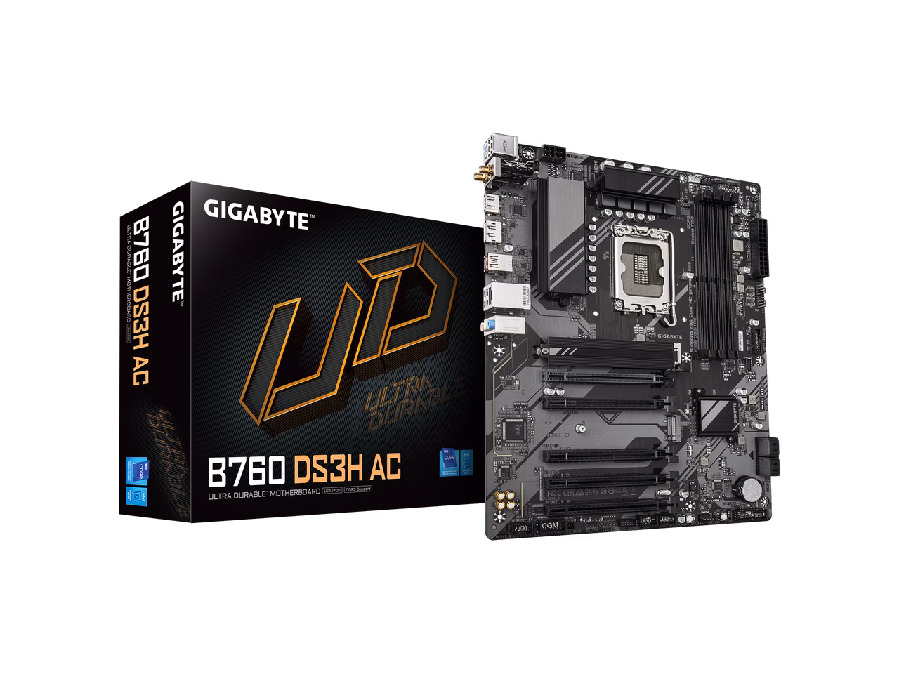 GIGABYTE B760 DS3H AC LGA 1700 Intel B760 ATX Motherboard with DDR5, M.2, PCIe 4.0, USB 3.2 Gen 2 Type-A, WiFi BLUETOOTH 5.1 SATA 6Gb/s