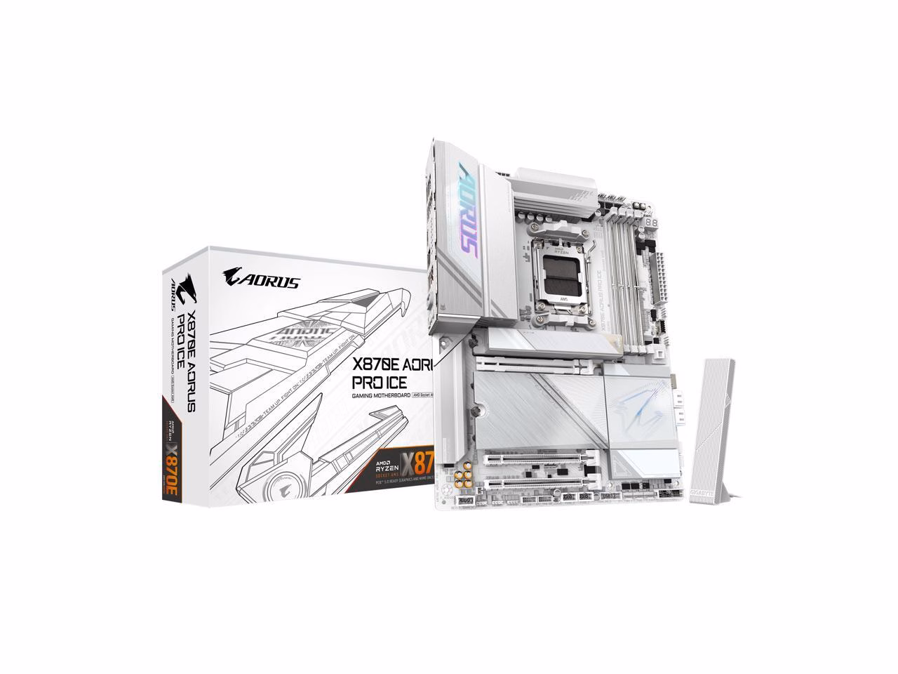 GIGABYTE X870E AORUS PRO ICE AM5 LGA 1718, ATX, DDR5, 4x M.2, PCIe 5.0, USB4, Wi-Fi 7, 2.5GbE LAN, EZ-Latch