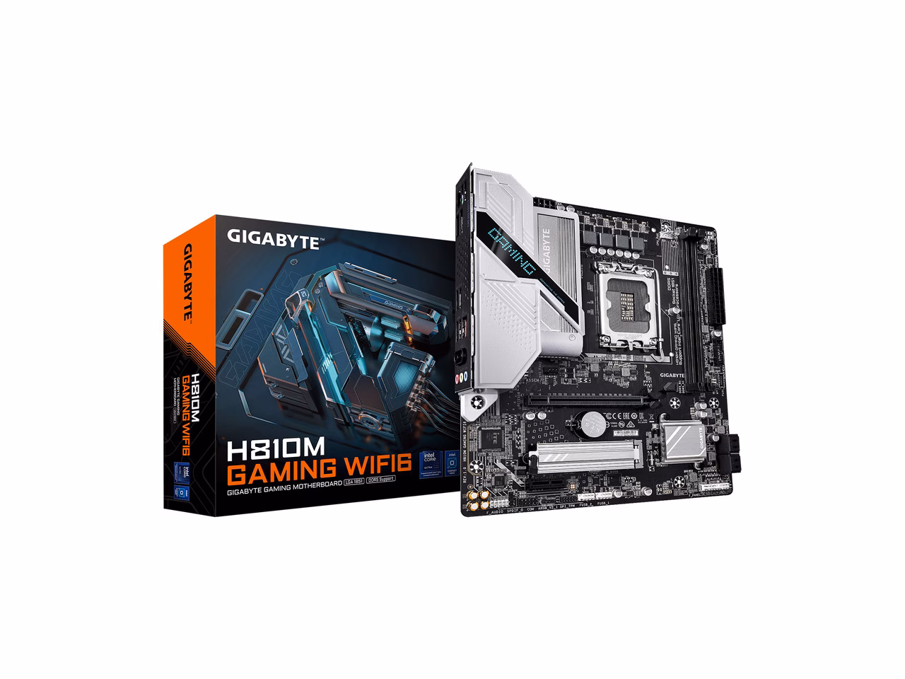 GIGABYTE H810M GAMING WIFI6 Intel Core Ultra (Series 2) LGA 1851 Motherboard, mATX, DDR5, 1x M.2, PCIe 5.0, USB-C, WIFI6, 2.5GbE LAN, EZ-Latch