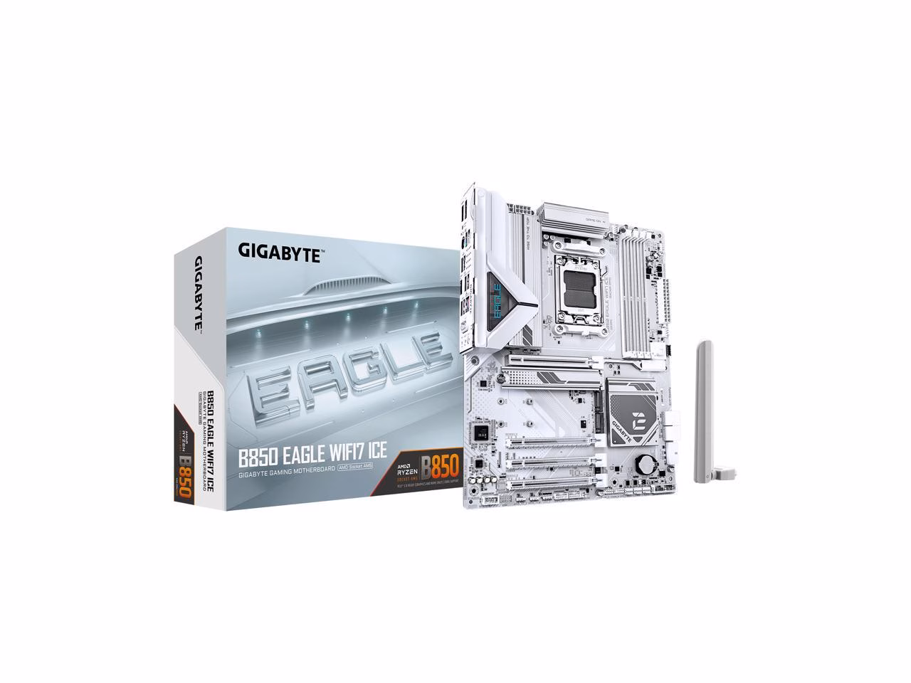 GIGABYTE B850 EAGLE WIFI7 ICE AMD AM5 LGA 1718 Motherboard, ATX, DDR5, 3x M.2, PCIe 5.0, USB-C, WIFI7, 2.5GbE LAN, EZ-Latch