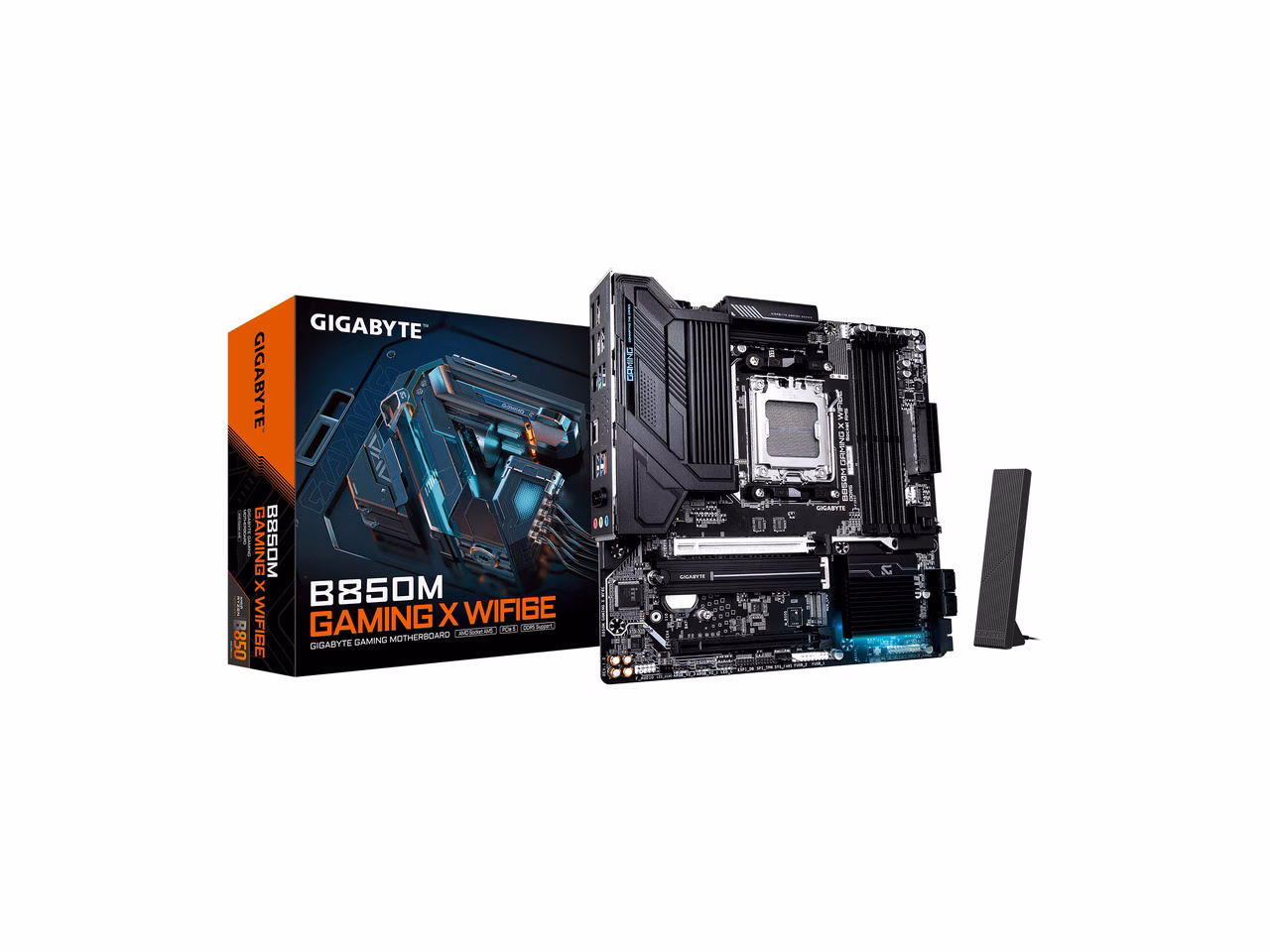 GIGABYTE B850M GAMING X WIFI6E AMD AM5 LGA 1718 Motherboard, mATX, DDR5, 2x M.2, PCIe 5.0, USB-C, WIFI6E, 2.5GbE LAN, EZ-Latch