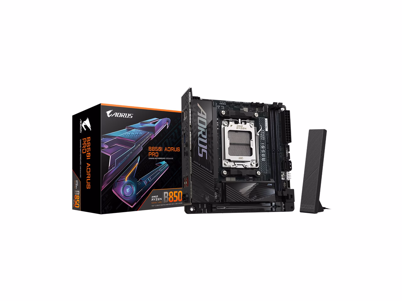 GIGABYTE B850I AORUS PRO AMD AM5 LGA 1718 Motherboard, Mini-ITX, DDR5, 2x M.2, PCIe 5.0, USB-C, WIFI7, 2.5GbE LAN, EZ-Latch