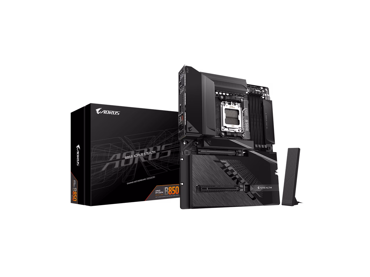 GIGABYTE B850 AORUS STEALTH AMD AM5 Motherboard, ATX, DDR5, 4x M.2, PCIe 5.0, USB-C, WIFI7, 5GbE LAN